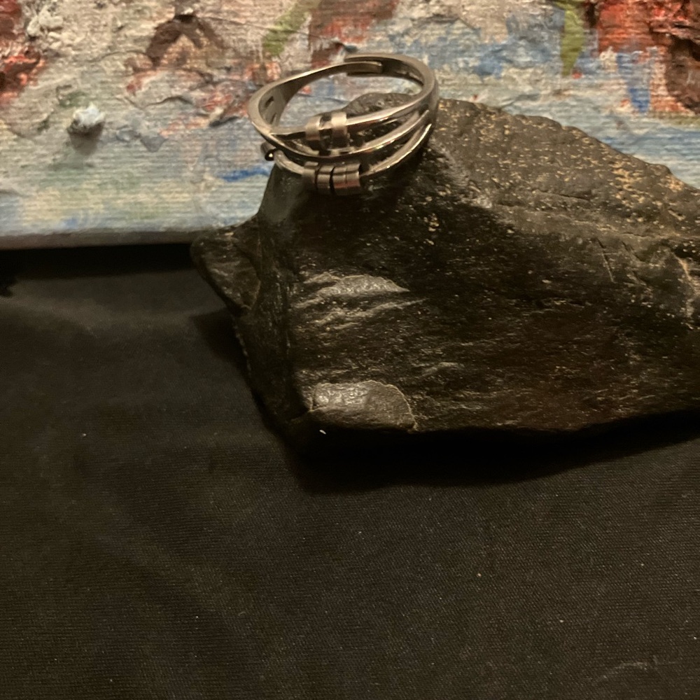 Elegant Women's Silver Ring with Rose Gold Detailing